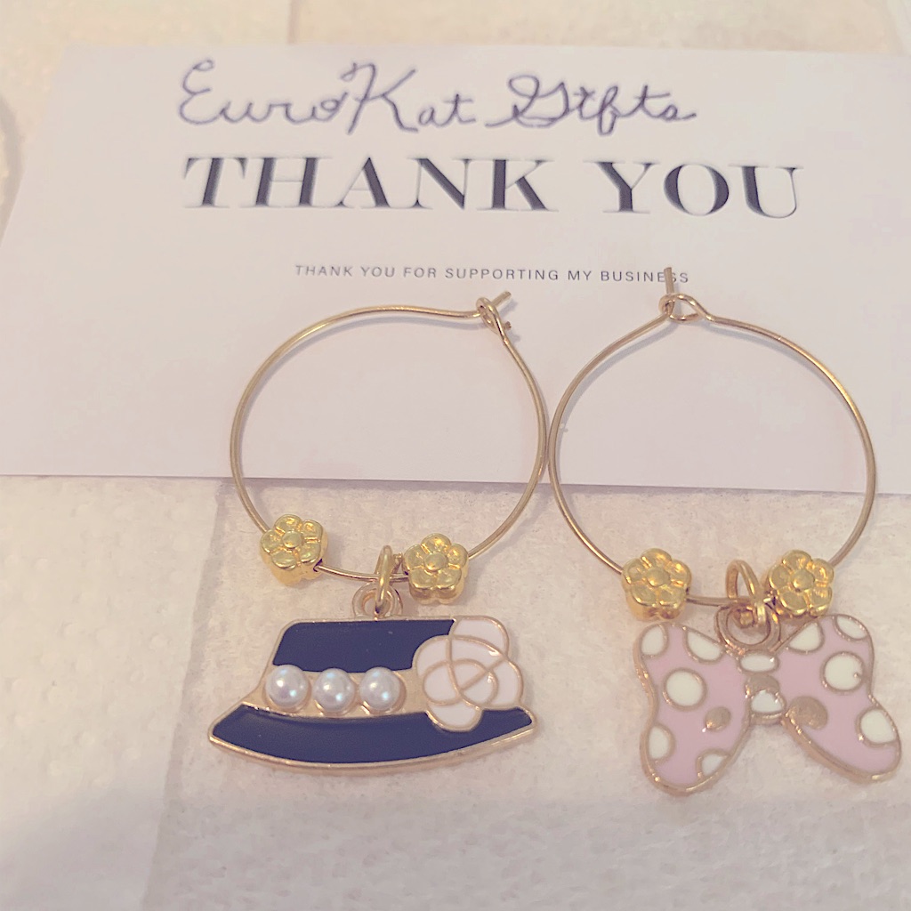 Gold Plated Luxury Charmed Hoop Earrings Wire Gold Over Stainless New